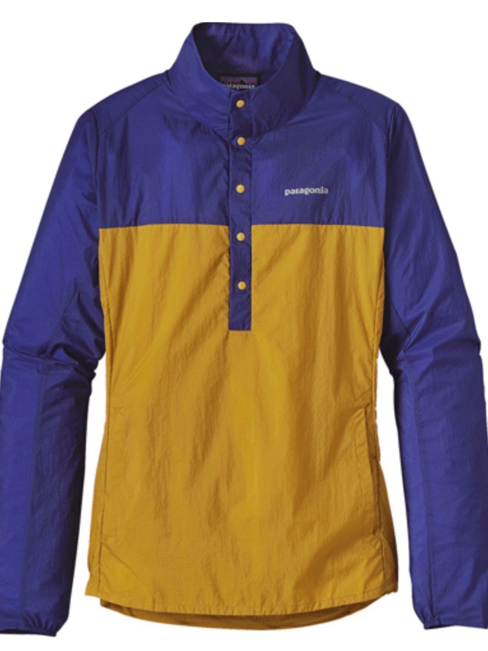 Patagonia Houdini Snap-T Pullover Windbreaker Blue Yellow Women’s M